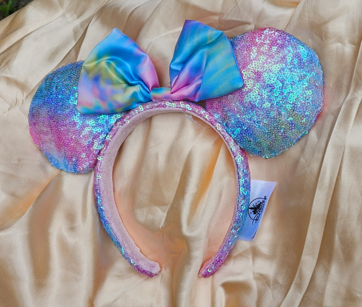 Pastel Tie Dye Blue Pink PurpleMinnie Mouse Ears Headband Sequin
