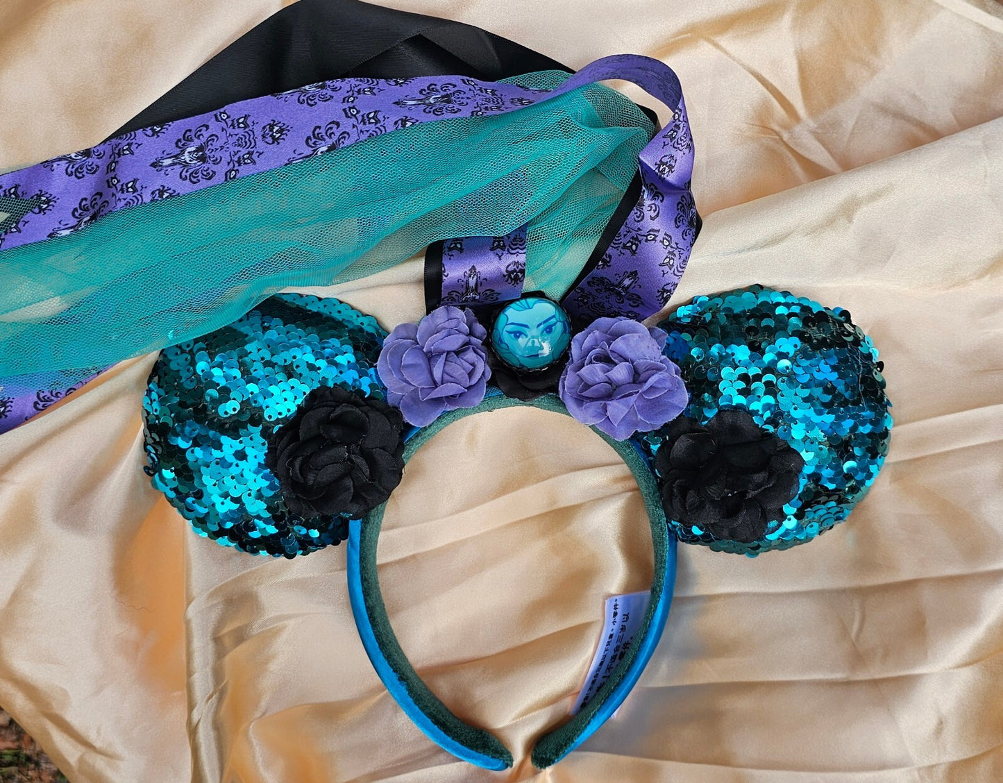 Haunted Mansion Veil Minnie Ears Leota Mickey Mouse Blue Headband