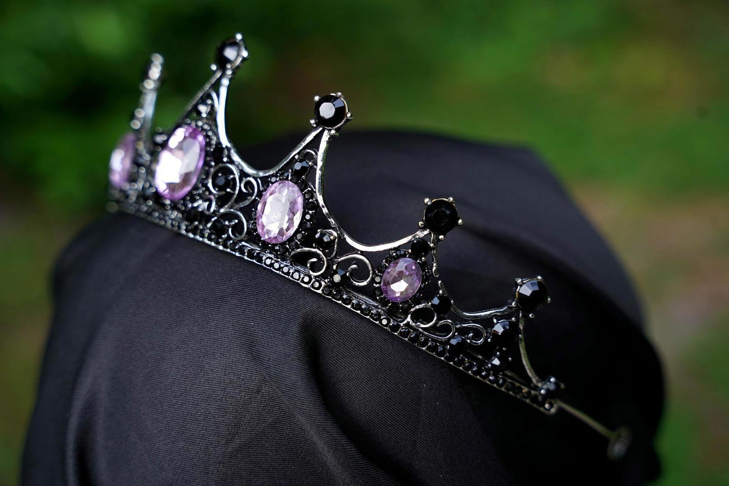 Gothic Purple Black Crystal Tiara Bridal Birthday Wedding Gift Diadem Cosplay