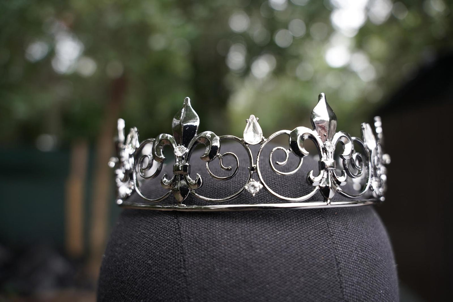 Nola Fleur de lis Dark Metal Circle Crown Bridal Crown Birthday Wedding Gift Diadem unisex king