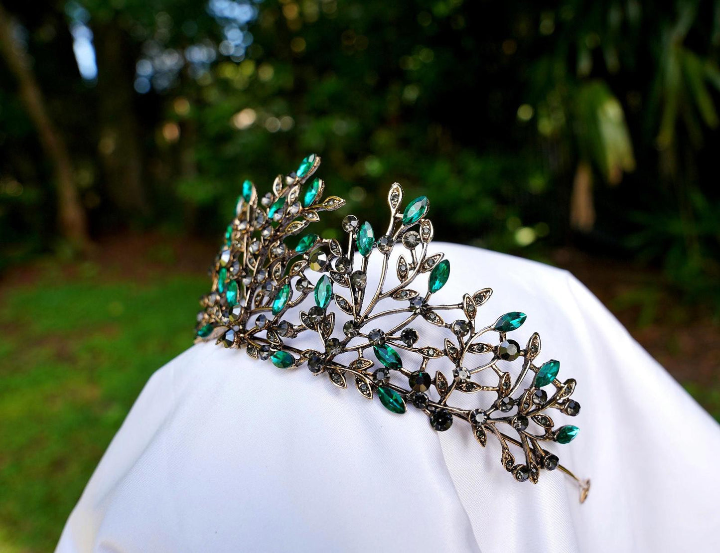 Crown Of Vines Green Woodland Dark Tiara Bridal Birthday Wedding Gift Diadem