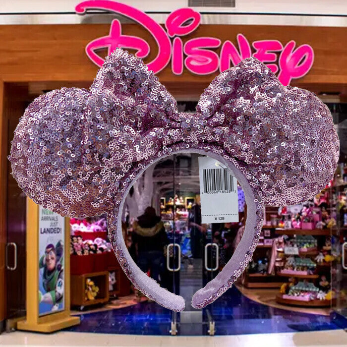 Pink Lavender Minnie Mouse Ears Headband Sequins Bow