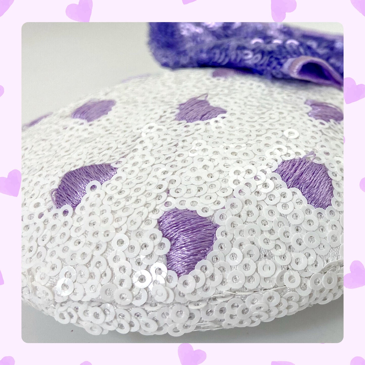 Disney Purple Heart White Sequin Minnie Mickey Mouse Ear Bow Headband