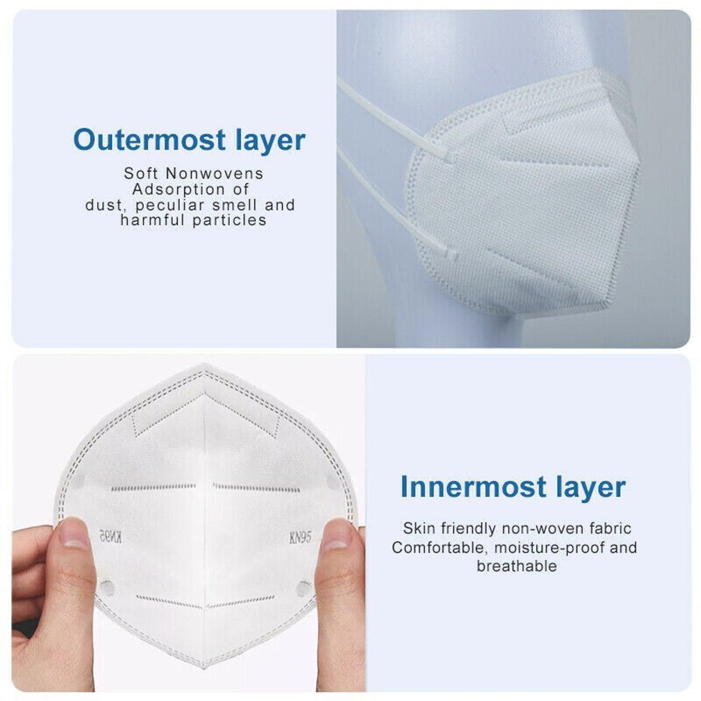 10 PCS KN95 Protective  5 Layers Face Mask Disposable Respirator BFE 95% PM2.5