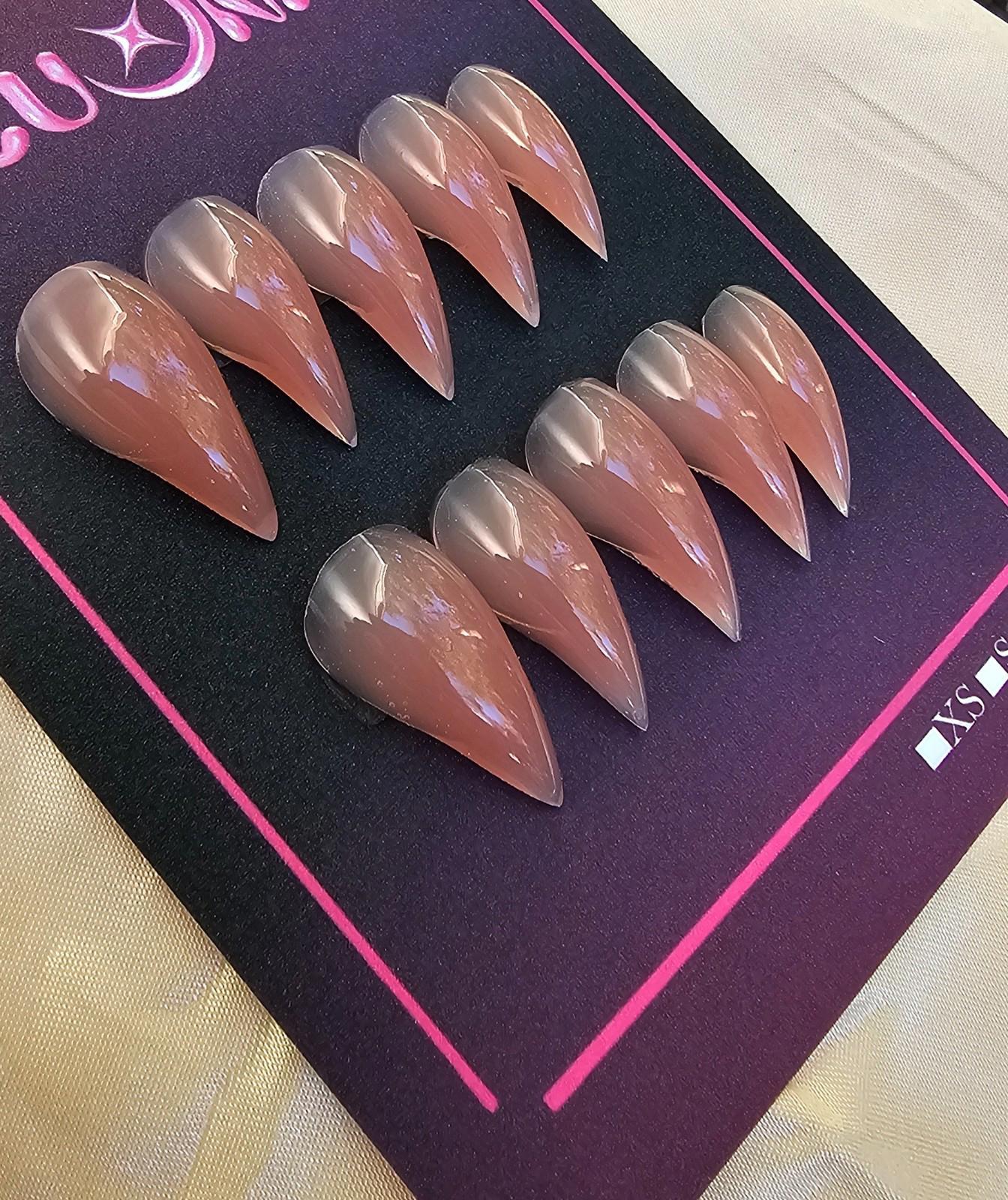 Handmade NUDE CAT CLAW Press on Nails kit Dragon claw thick