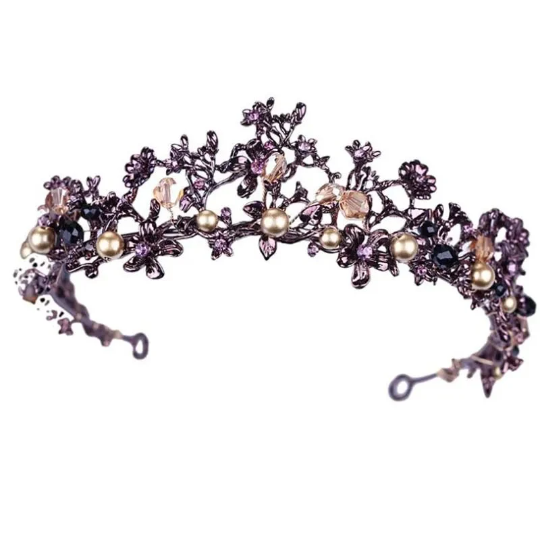 Woodland Baroque vintage leaf crowns and tiaras Princess Queen purple dark headdress 