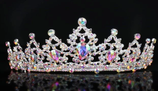 Holographic Silver Tiara Crown Detail Princess Queen headdress jewelry 