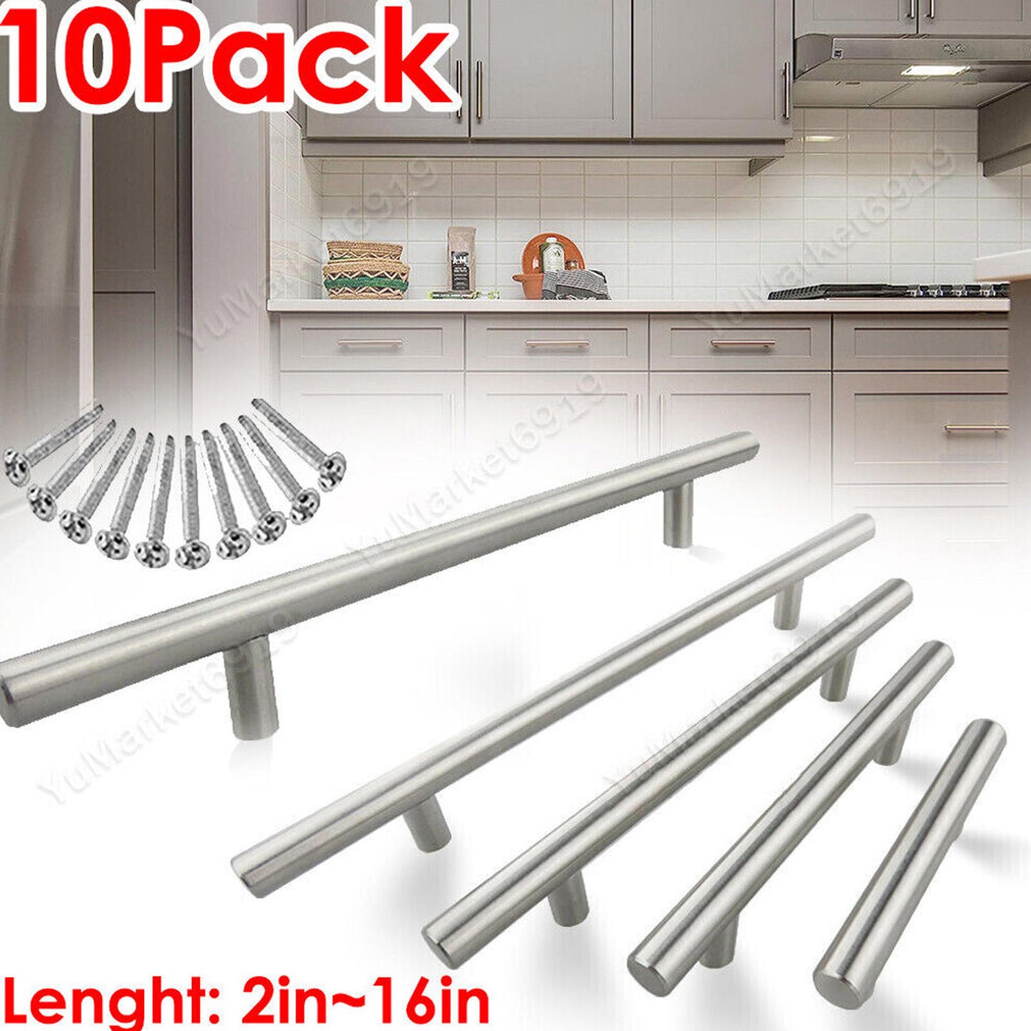 10 Pack 12 inch Brushed Nickel Kitchen Cabinet Pulls Stainless Steel Drawer