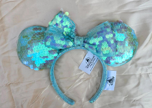 Disney Parks Little Mermaid Ears Ariel Aqua Scales Sequins