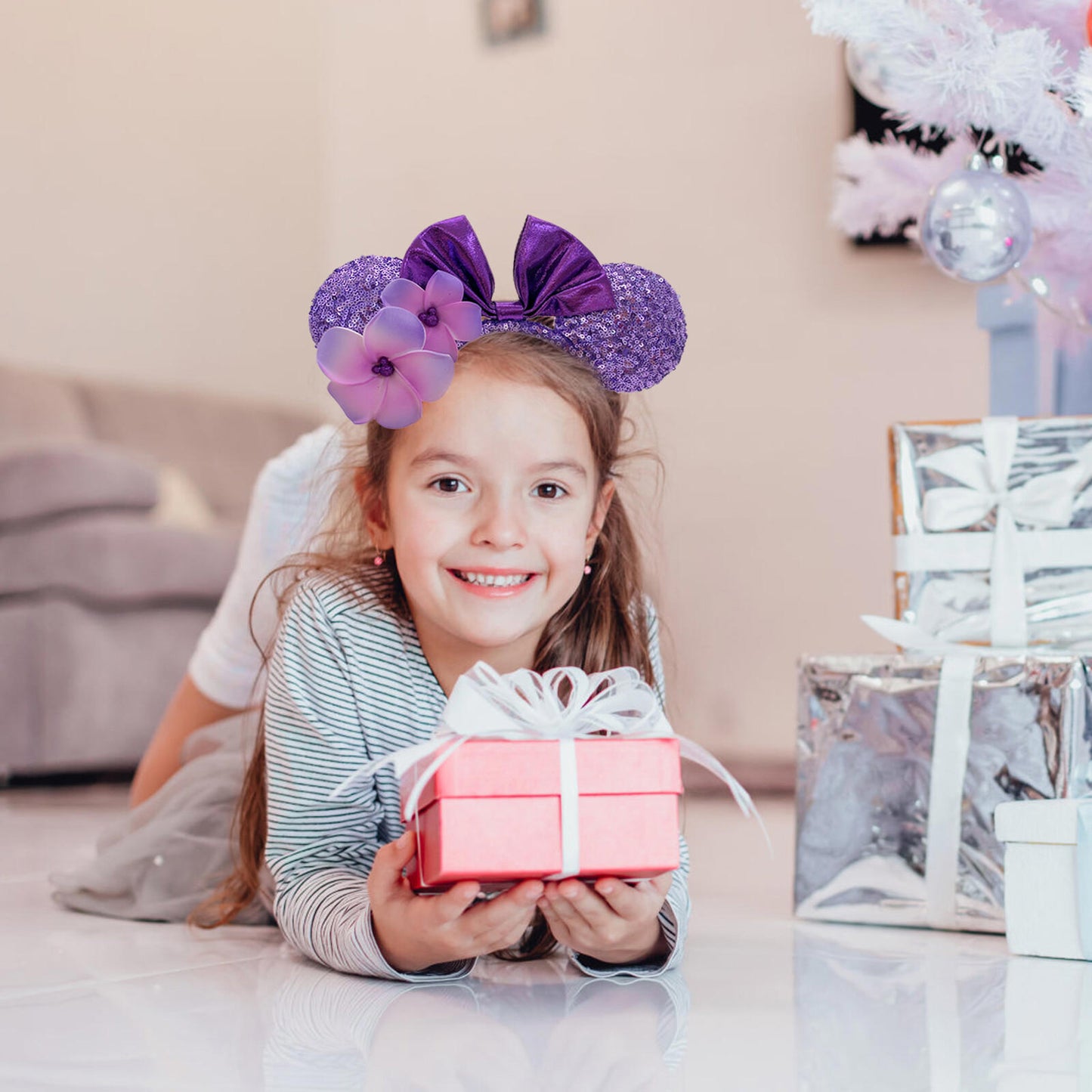 Minnie Ears Disney Parks Purple Plumeria Aulani Hawaii Headband Mickey Mouse
