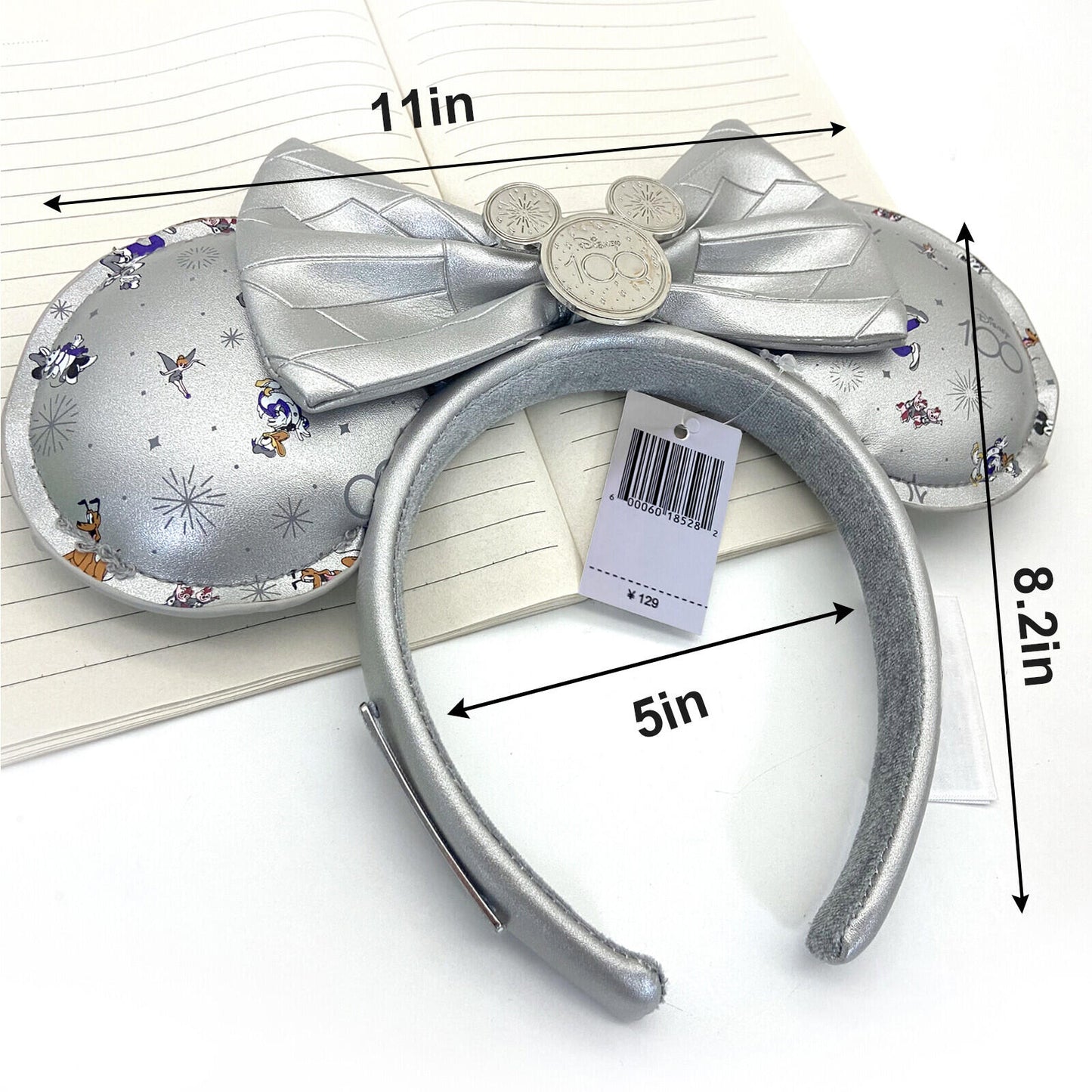 Disney Parks 100 Years Chip&Dale Loungefly Silver Minnie Mouse Ear Headband NEW