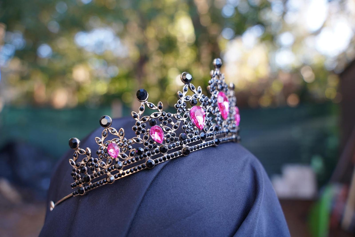 Pink and Black Goth Tiara Bridal Crown Birthday Gift Diadem prom
