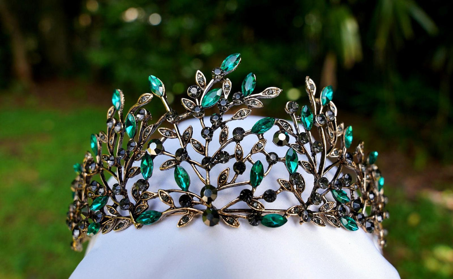 Crown Of Vines Green Woodland Dark Tiara Bridal Birthday Wedding Gift Diadem