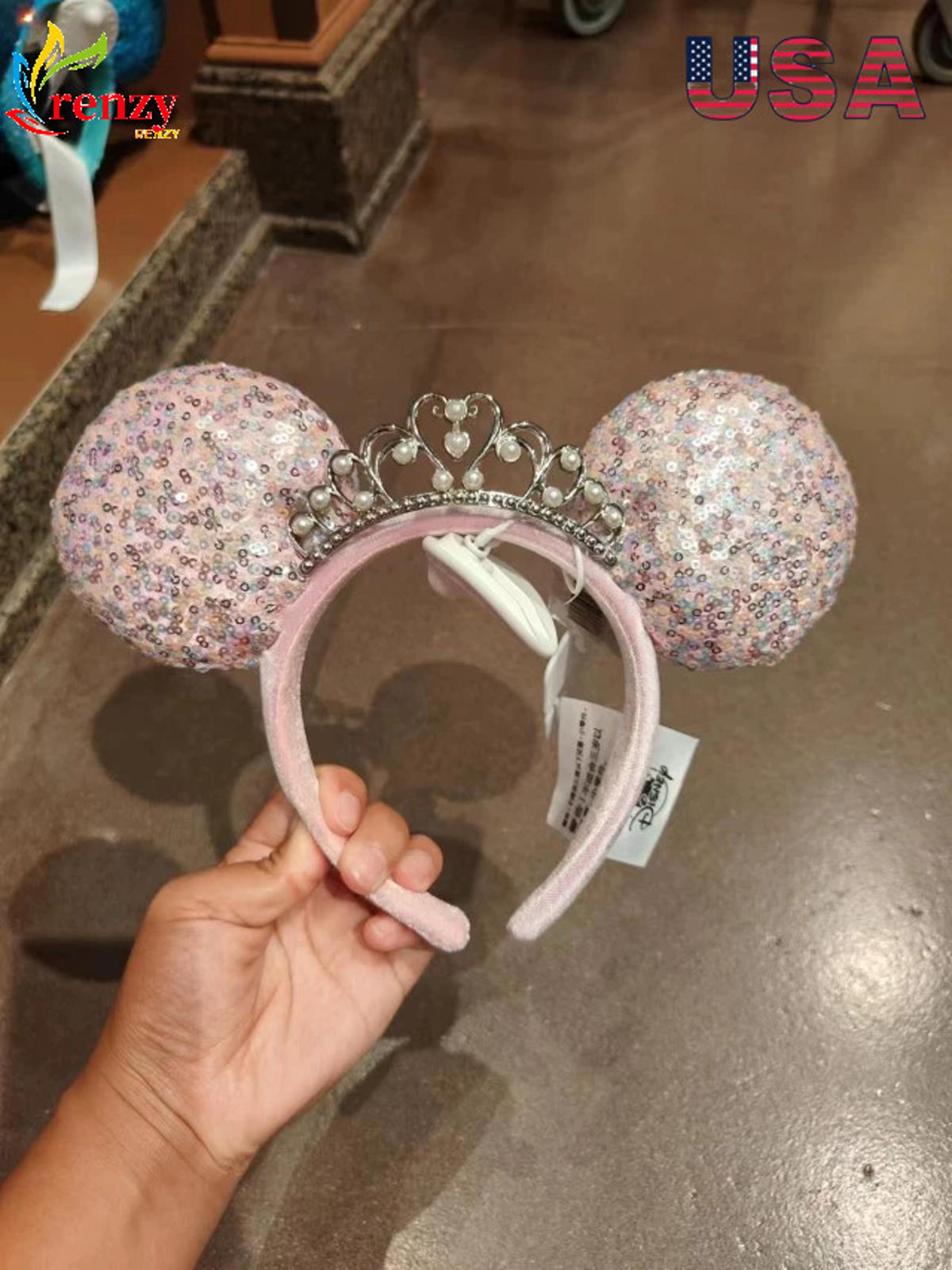 Minnie Mouse Ears Disney Parks Tiara Sequin Princess Crown Headband