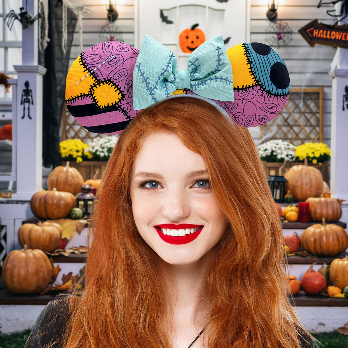 Nightmare Before Christmas Sally Minnie Ears Blue Bow Headband