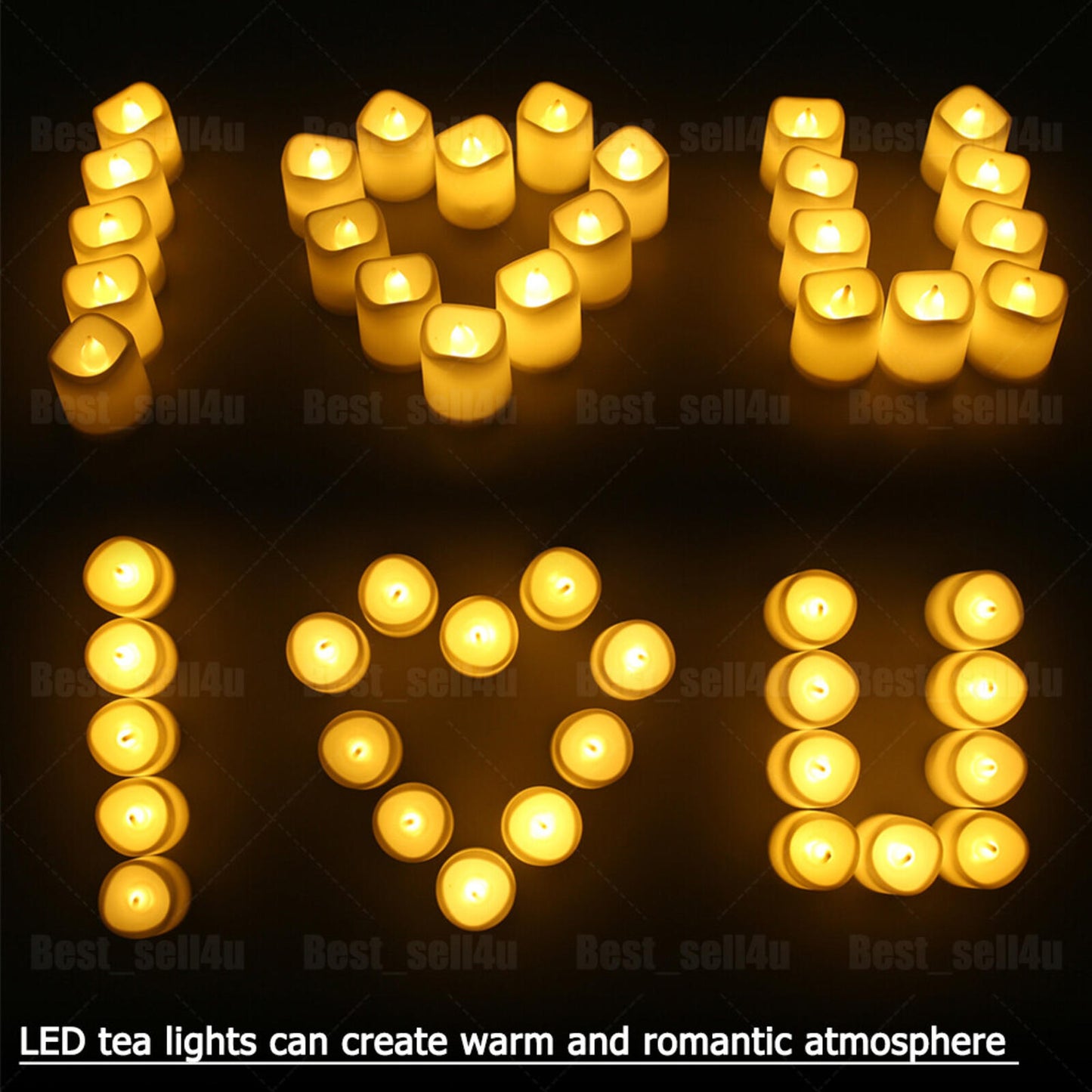 12PCS Flameless LED Tea Lights Votive Candles Lamp Decor Battery Operated Set
