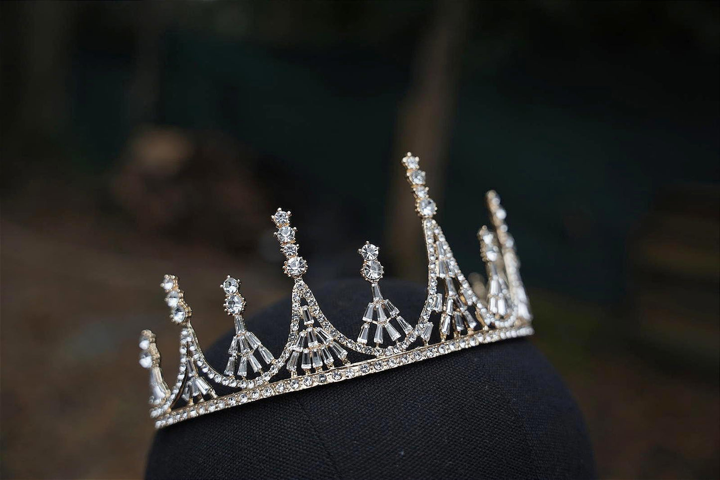 Tiered Gold Crystal Tiara Bridal Crown Birthday Wedding Gift Diadem prom