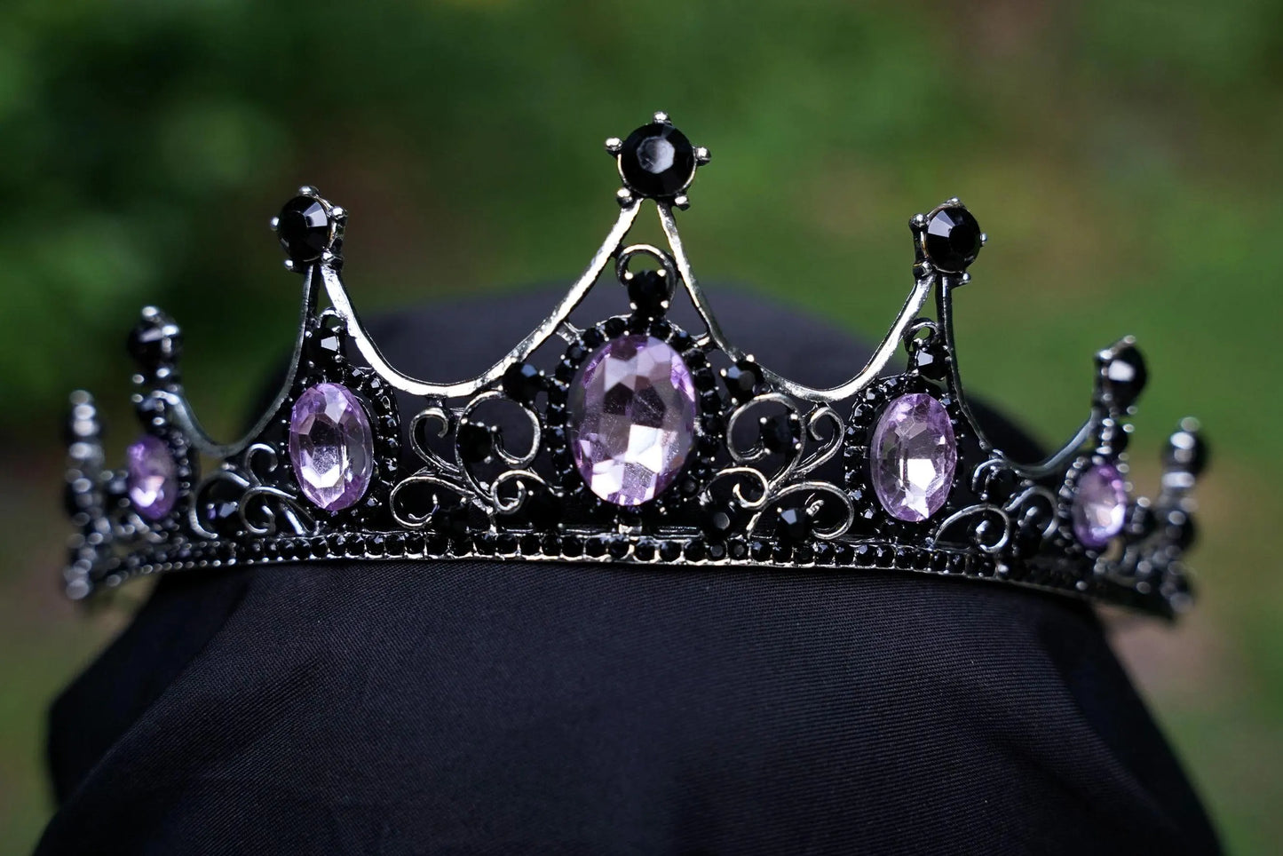 Vintage Silver Purple Crystal Princess Crowns headdress chrome