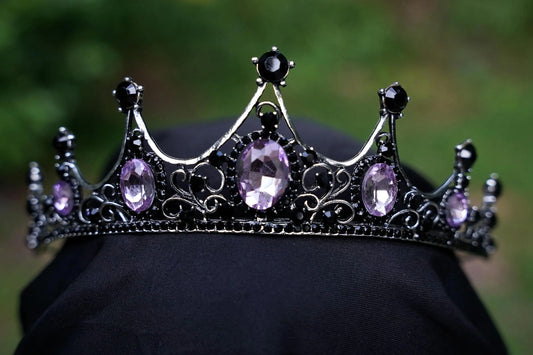 Vintage Silver Purple Crystal Princess Crowns headdress chrome