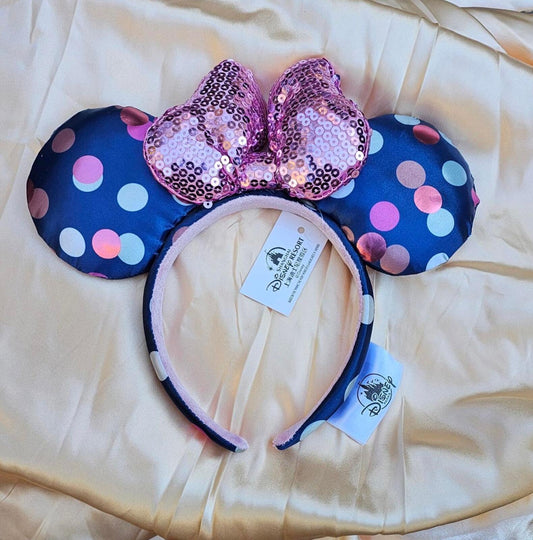 Unique Minnie Ears   Pink Sequin Headband Blue