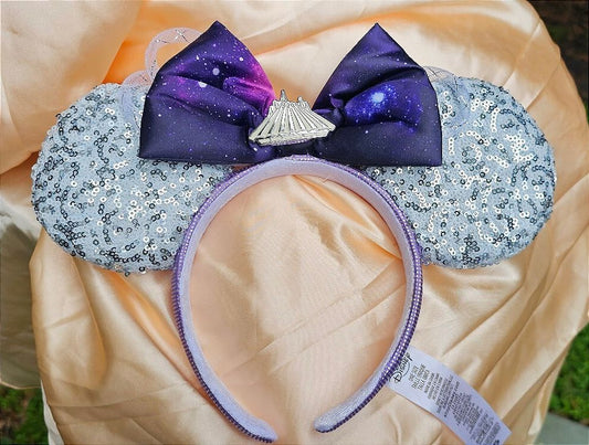 Space Mountain Minnie Ears Silver Sequins Mickey Mouse Headband