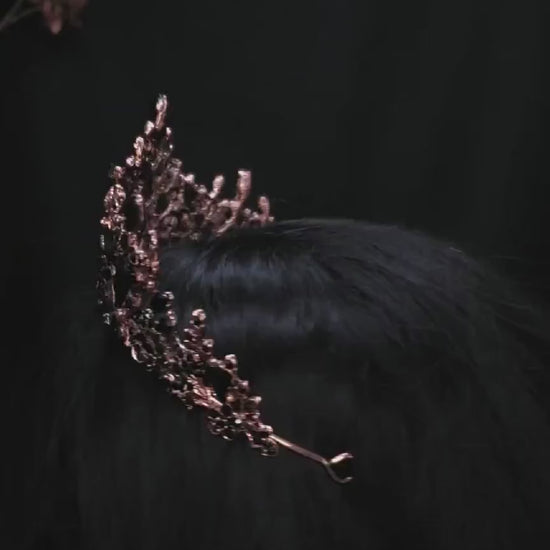 Vintage Baroque Dark Princess Tiara Goth Black King Evil Queen diadem jewelry