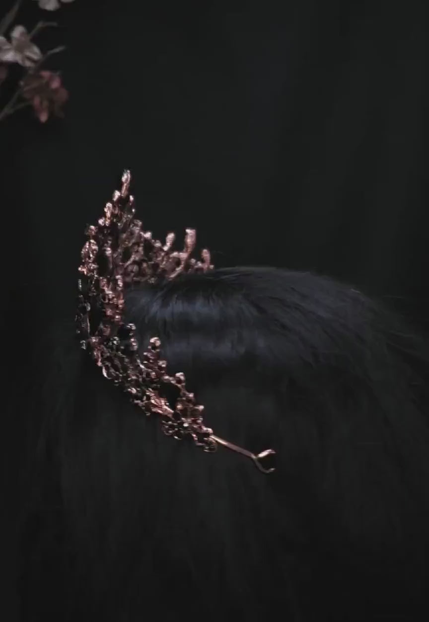 Vintage Baroque Dark Princess Tiara Goth Black King Evil Queen diadem jewelry