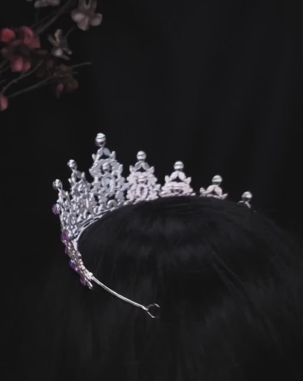 Purple Crown Silver Princess Tiara Queen bridal real metal cosplay diadem 