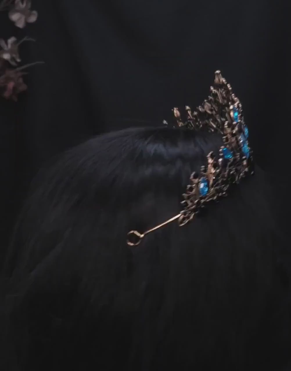 Goth Blue Aqua  Black Princess Tiara Queen bridal dark cosplay diadem 