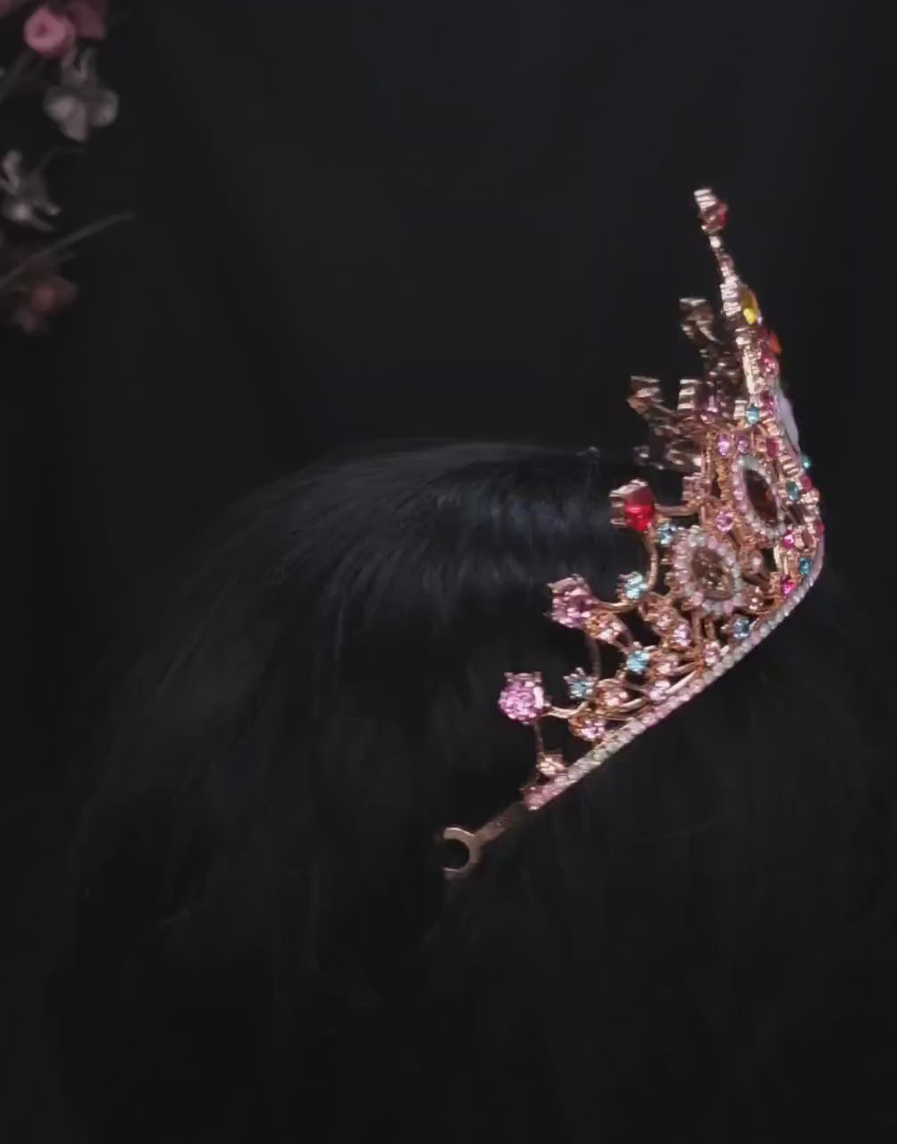 Multi Color Tiara Crown Pastel Headdress Queen tall diadem bridal Real Metal cosplay 