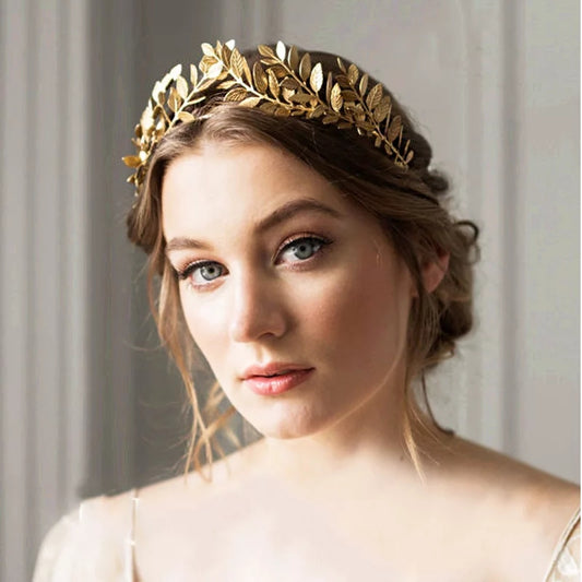 Gold leaf Crown Greek headdress vine bridal cosplay Wedding pageant royalty god goddess Ceasars rome