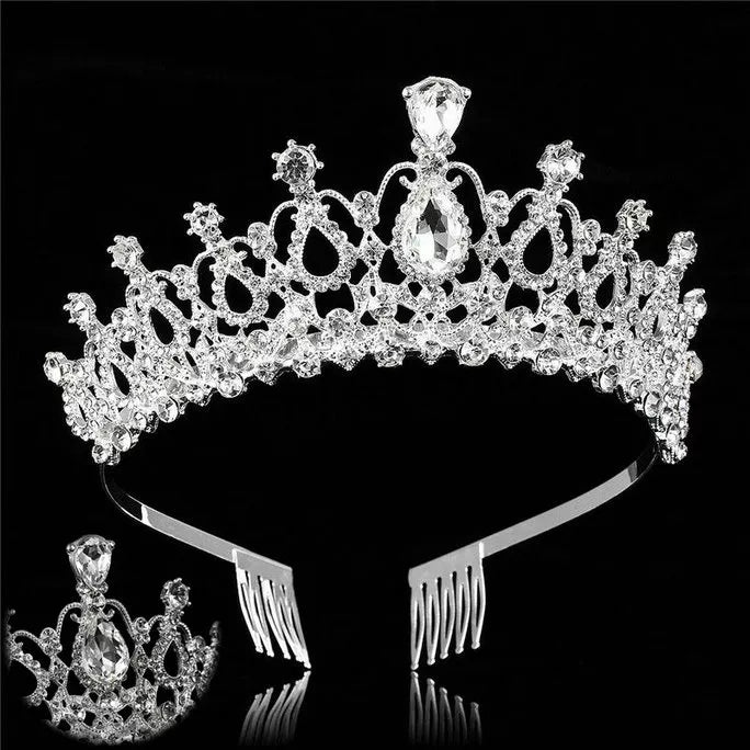 Bridal Crown Detail Princess Queen headdress Silver bridal Halloween cosplay diadem point Wedding pageant royalty