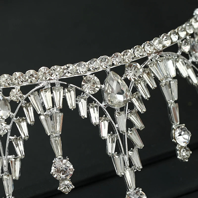 Silver Tiara Crown Detail Princess Queen headdress jewelry bridal Halloween cosplay diadem