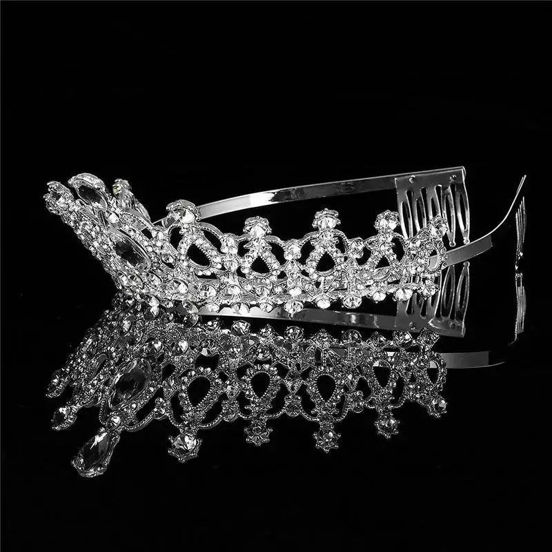 Bridal Crown Detail Princess Queen headdress Silver bridal Halloween cosplay diadem point Wedding pageant royalty