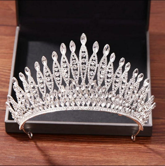 Tall Silver Tiara Crown diadem headdress Jewelry
