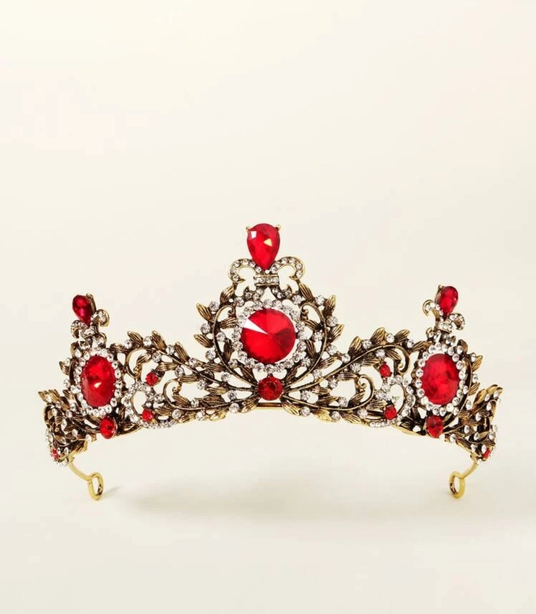 Goth Red Vintage Baroque  Dark Black Tiara Crown Evil Queen diadem headdress 