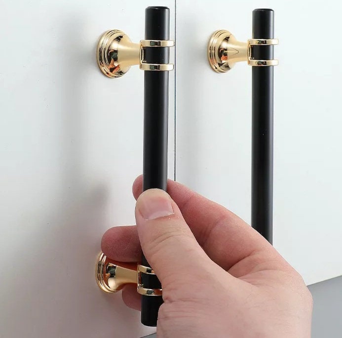 Beautiful Cabinet Handles door pulls Matte Black Gold Or Silver Chrome shiny luxury