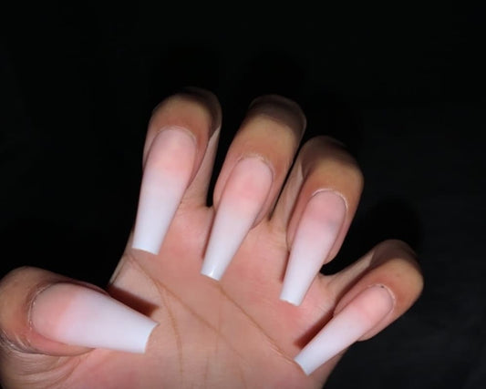 24 Pink Ombre French mani white tip coffin Long press on nails glue on classic manicure