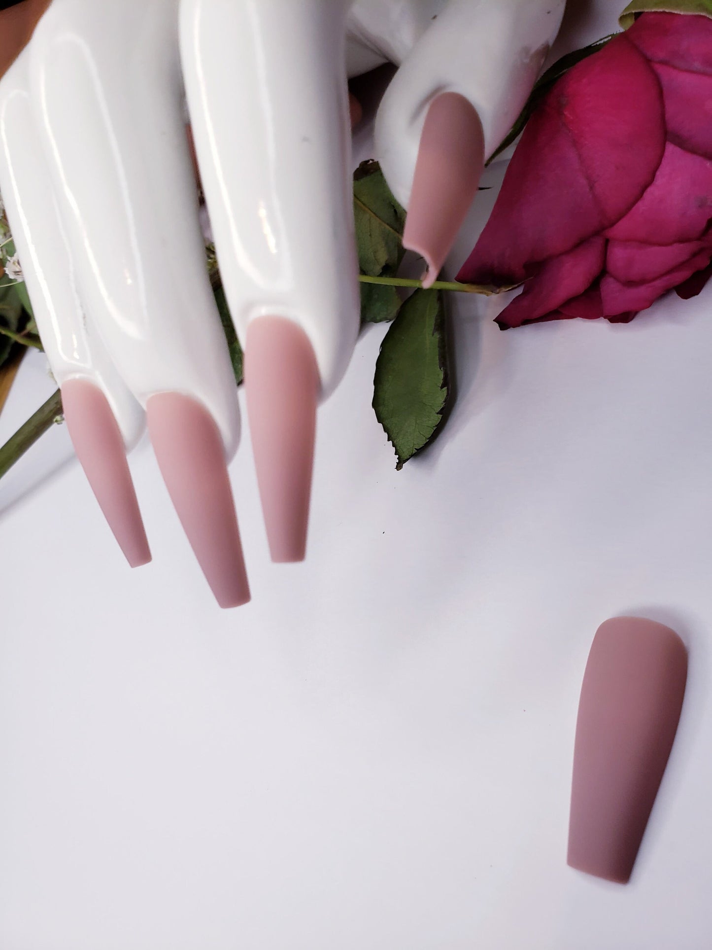24 Soft Powder Mauve Press on nails glue on press on manicure dusty rose pink