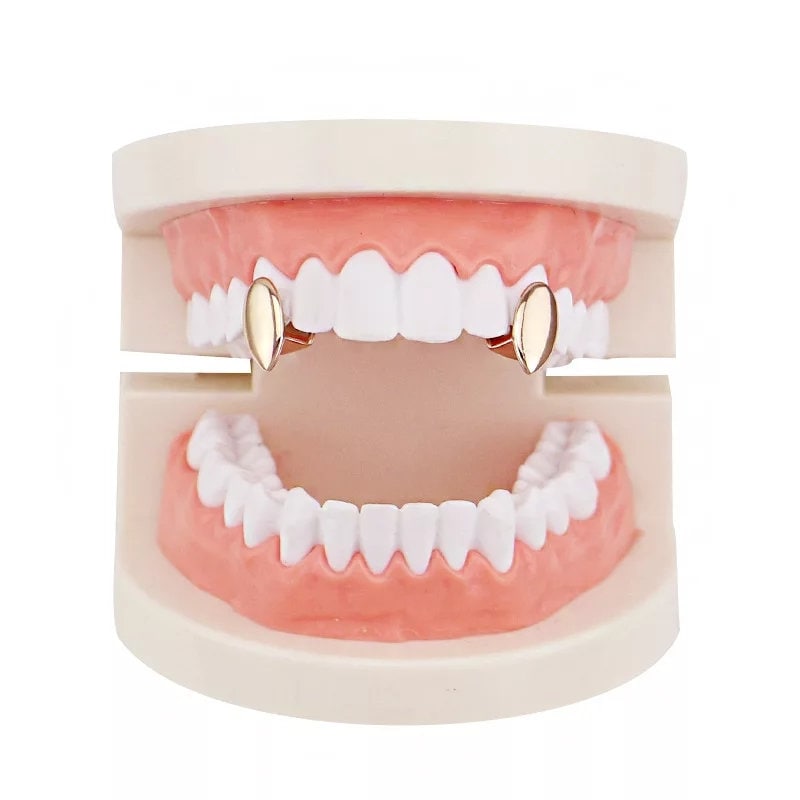 Silver Rose Gold or Gold Fangs Kit Free Mold Adhesive Caps Bling Vampire Goth Halloween Cosplay