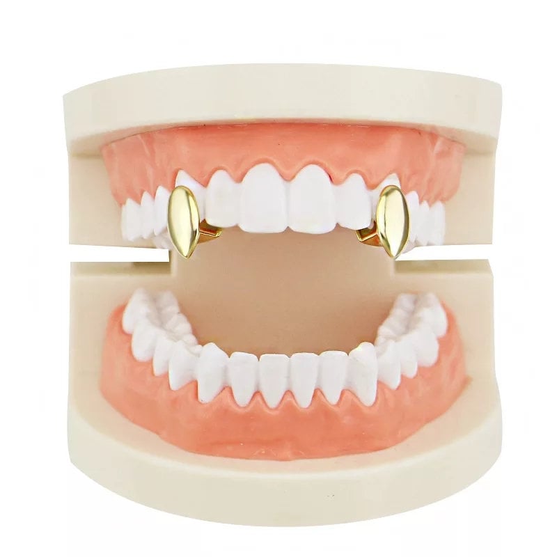Silver Rose Gold or Gold Fangs Kit Free Mold Adhesive Caps Bling Vampire Goth Halloween Cosplay