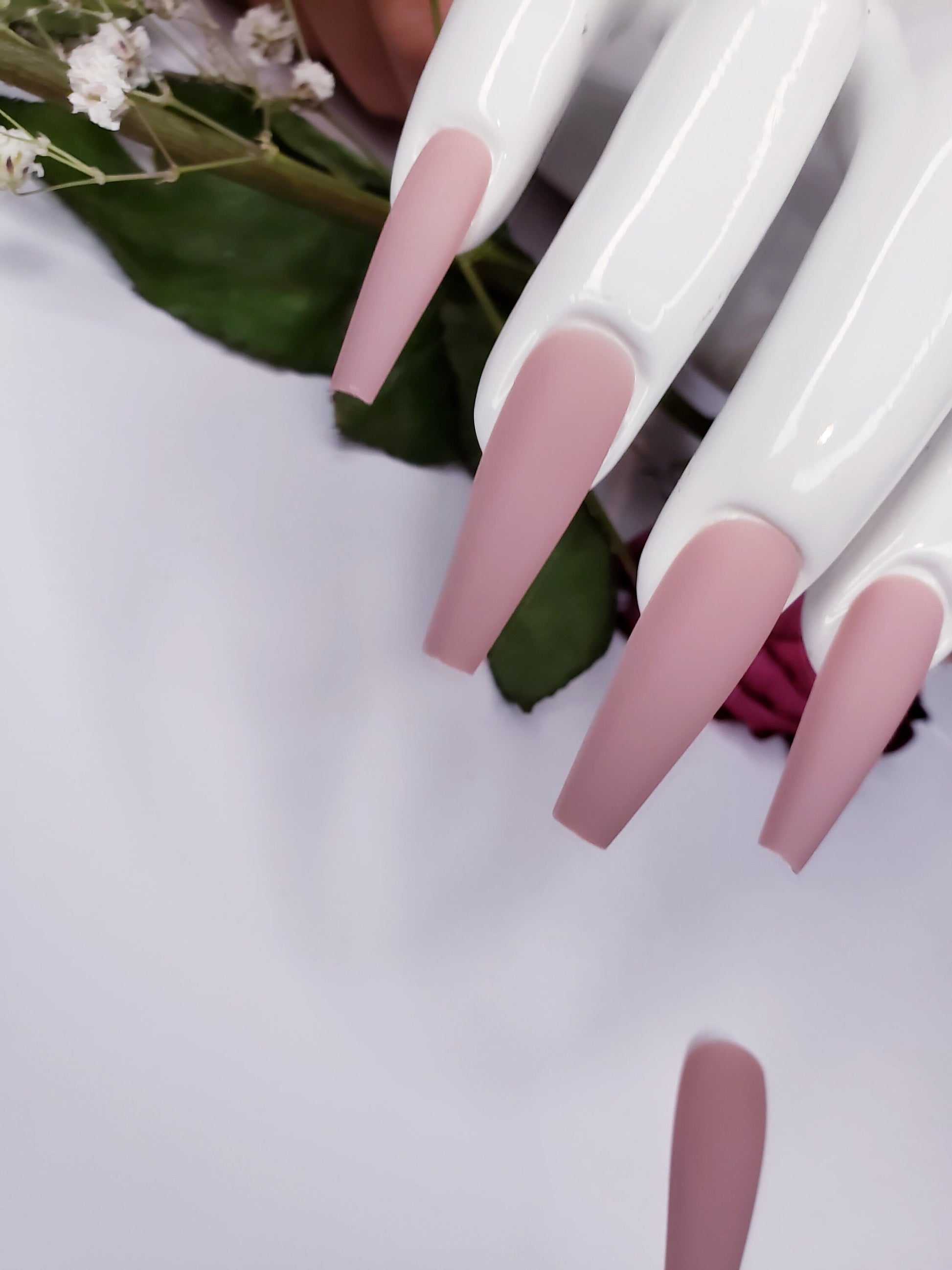 24 Soft Powder Mauve Press on nails glue on press on manicure dusty rose pink