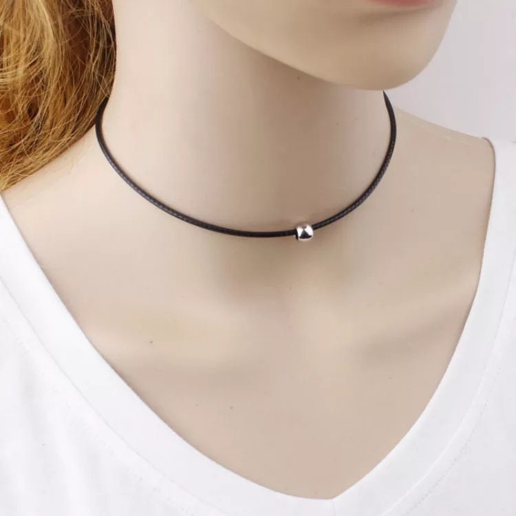 Classic black choker silver or gold ball charm simple chic everyday wear matches any outfit