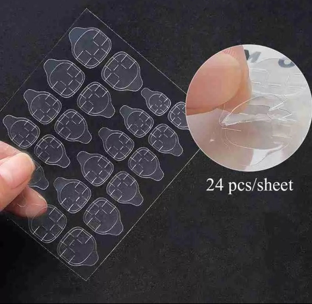 Press on nails Adhesive tabs sticky stick on 24 sheet glue pads or liquid glue