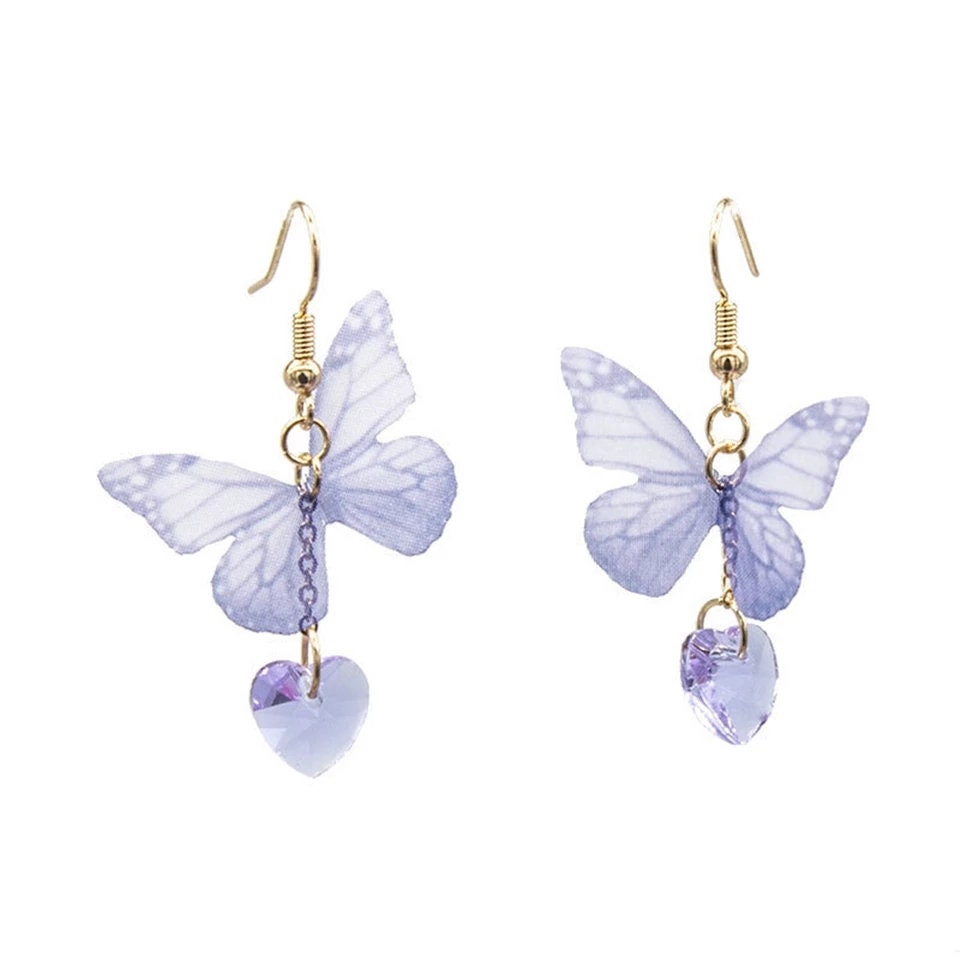 Realistic Butterfly Earrings Delicate Dangle Drop detail light beautiful Jewelry