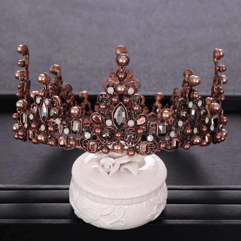 Vintage King and Queen Crowns headdress bridal Halloween cosplay 