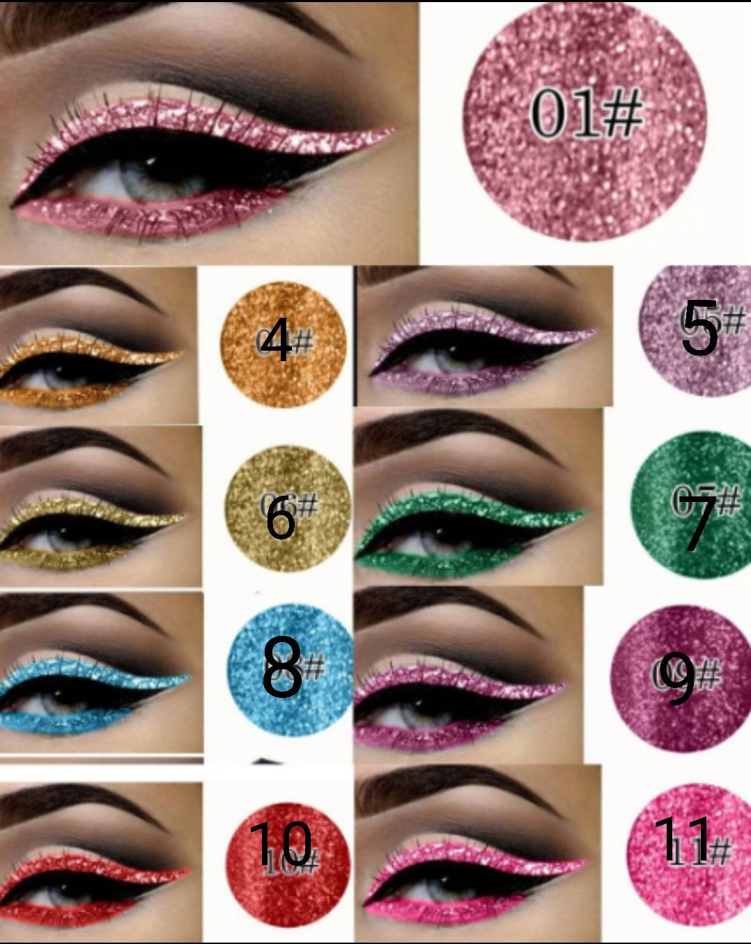Glitter Eyeliner variety long lasting makeup Glam multi uses non toxic 5ml each choose colors