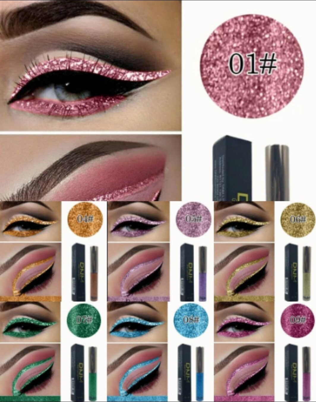 Glitter Eyeliner variety long lasting makeup Glam multi uses non toxic 5ml each choose colors