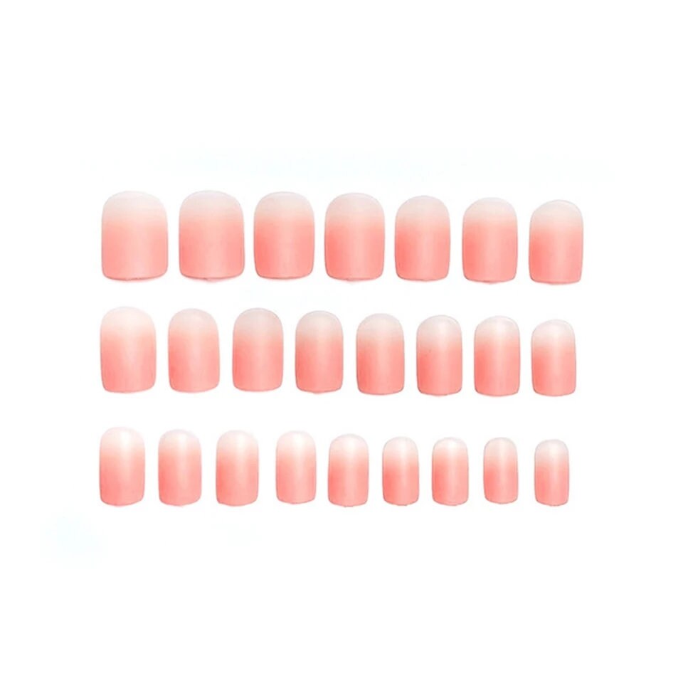 24 Ombre Matte Peach French Tip Short Press on nails glue on nude natural square