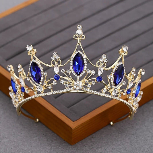Blue sapphire Crystal Tiara Crown Detail Princess Queen headdress 